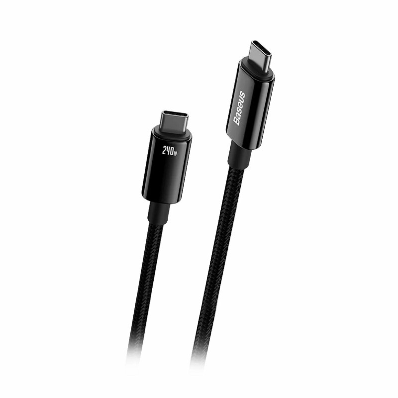 Kabel Baseus 240W USB C-C, 3m, Tungsten Gold pleten, črn, CAWJ040101