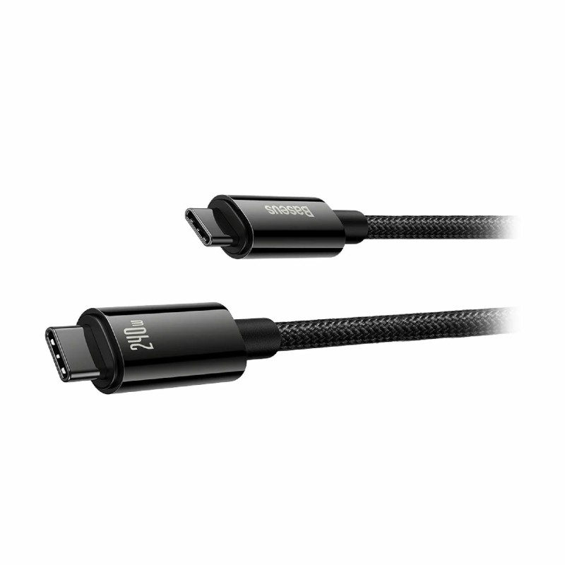 Kabel Baseus 240W USB C-C, 3m, Tungsten Gold pleten, črn, CAWJ040101