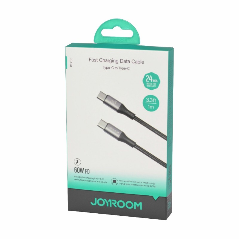 Kabel Joyroom S-A28 USB C-C, 1m, 60W, črn