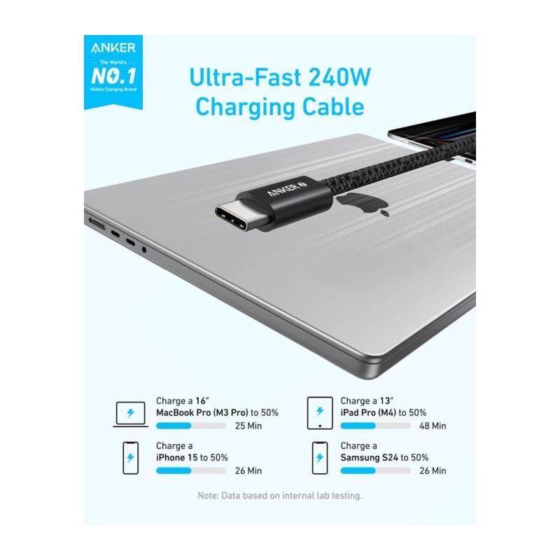 Anker Zolo USB-C na USB-C kabel, 1m, 240W