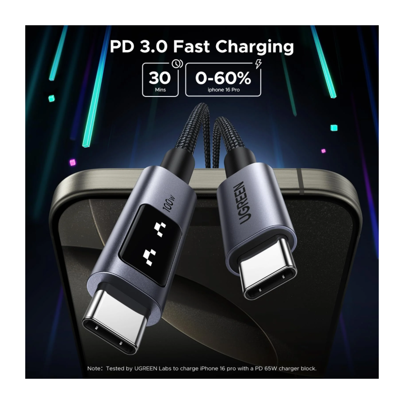 Polnilni kabel Ugreen Uno USB-C na USB-C, 100W, 1m