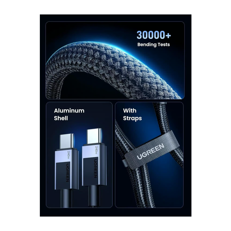 Polnilni kabel Ugreen USB-C na USB-C, 240W, 1m