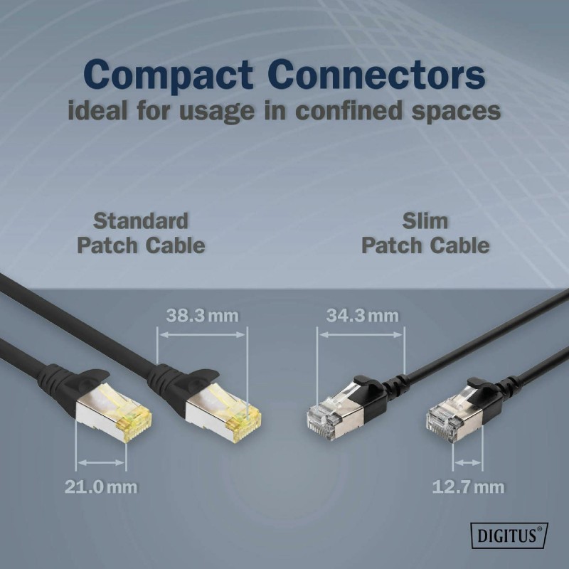 Mrežni kabel Digitus patch slim FTP CAT.6A, 0,5m, črn