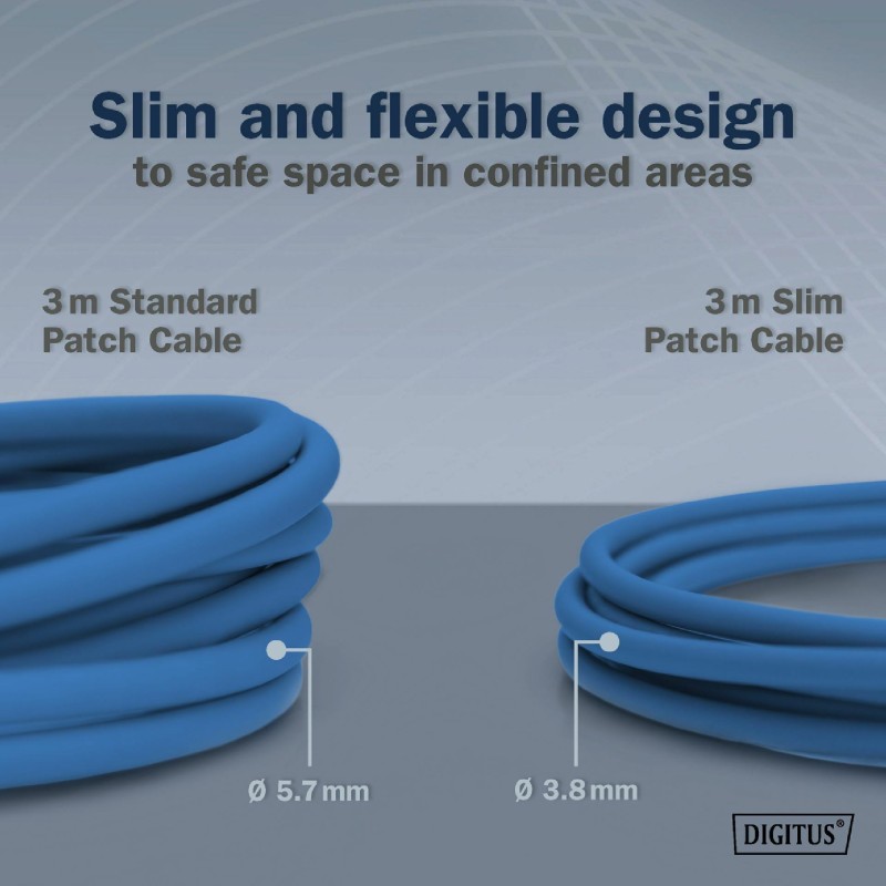 Mrežni kabel Digitus patch slim FTP CAT.6A, 3m, moder