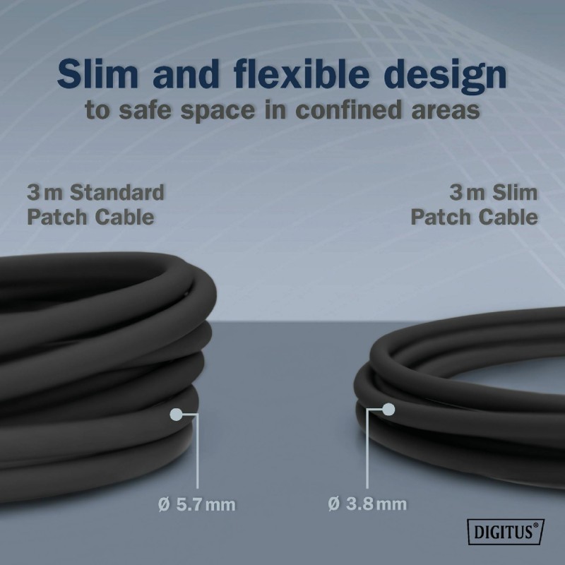 Mrežni kabel Digitus patch slim FTP CAT.6A, 3m, črn