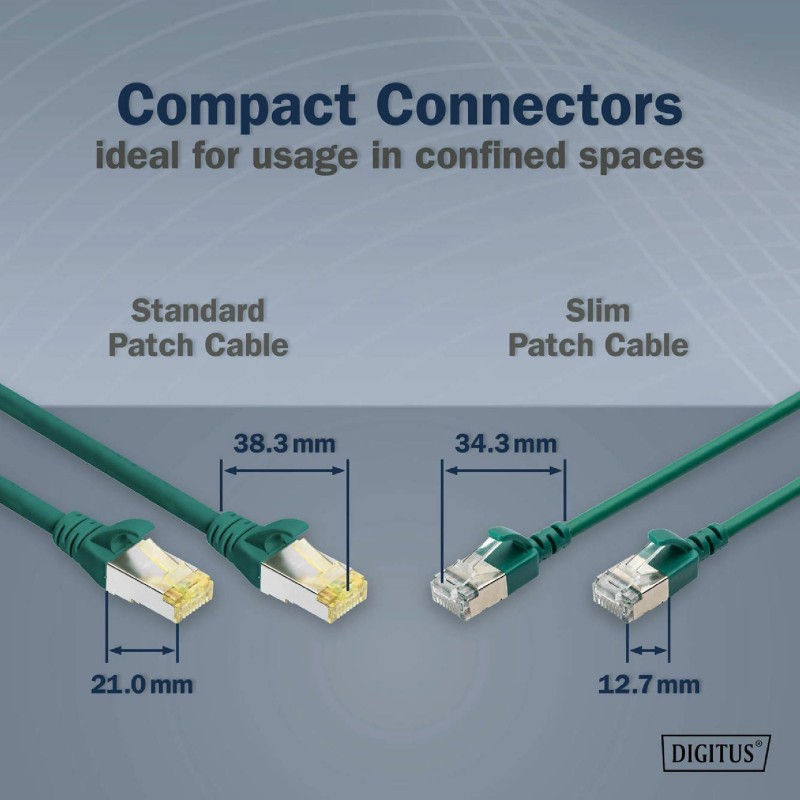Mrežni kabel Digitus patch slim FTP CAT.6A, 1m, zelen