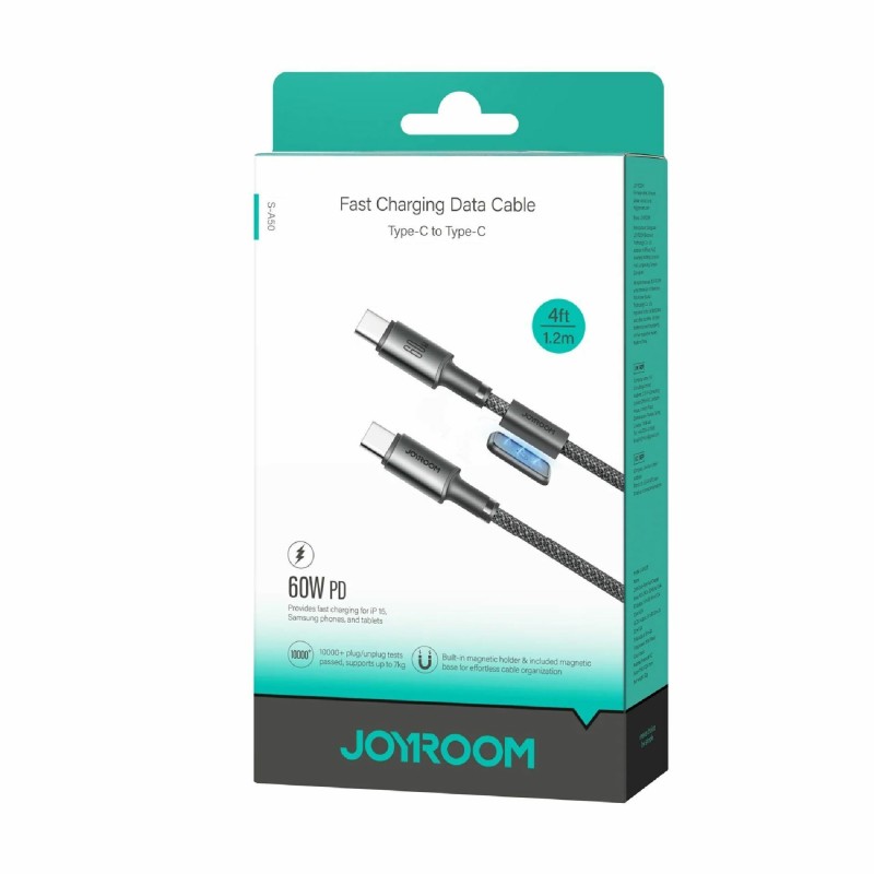 Kabel Joyroom USB C-C črn pleten z magnetom, 1.2m