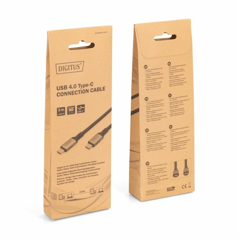 Kabel Digitus USB 4.0 C-C 8K 60Hz 100W črn, 3m