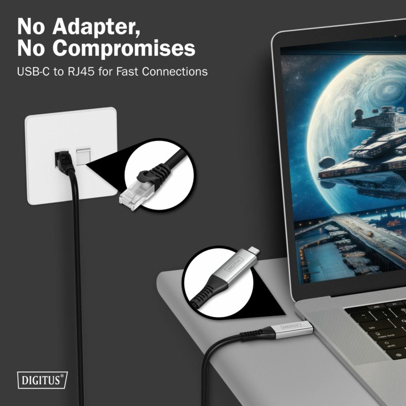 Kabel Digitus USB-C v Mrežni UTP RJ45 Gigabit, 2m