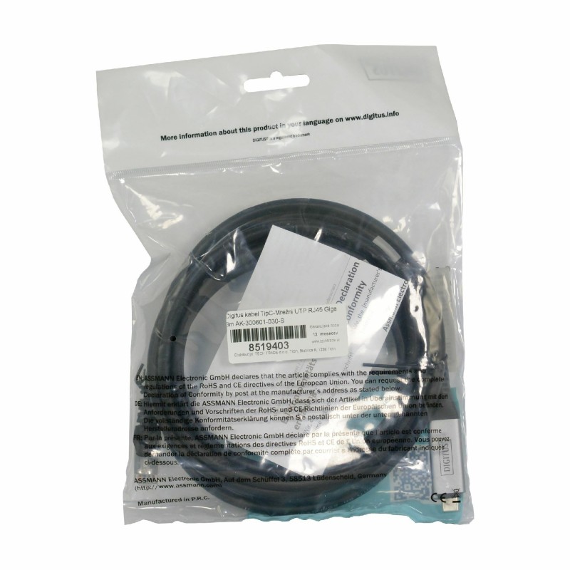 Kabel Digitus USB-C v Mrežni UTP RJ45 Gigabit, 3m