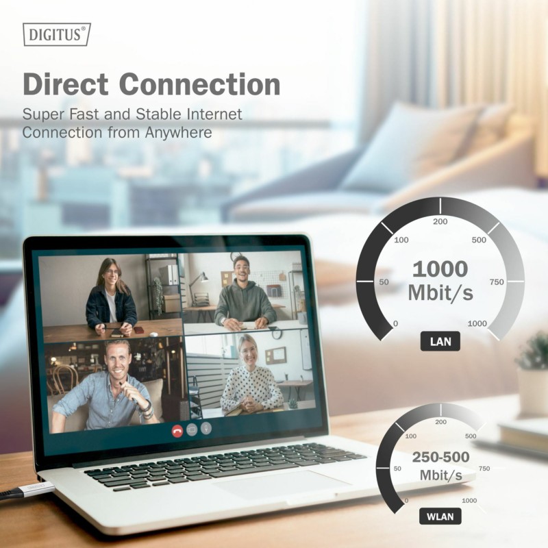 Kabel Digitus USB-A v Mrežni UTP RJ45 Gigabit, 2m