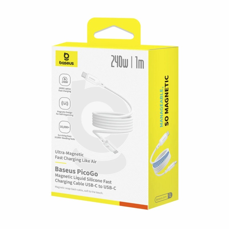 Kabel Baseus USB C-C 240W PicoGo silikonski bel, 1m
