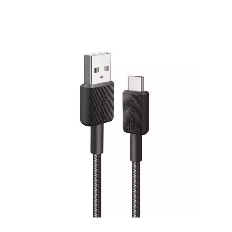 Kabel Anker 322 USB A-C, pleten, črn, 1.8m