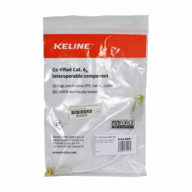 Mrežni kabel KELine SFTP CAT.6A, 0,25m, bel