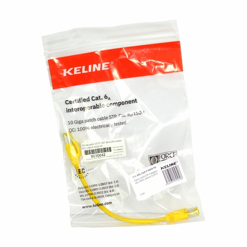 Mrežni kabel KELine SFTP CAT.6A, 0,25m, rumen
