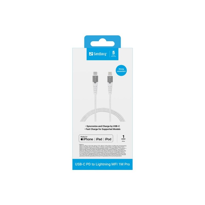 Kabel Sandberg USB-C PD na Lightning MFI, 1m