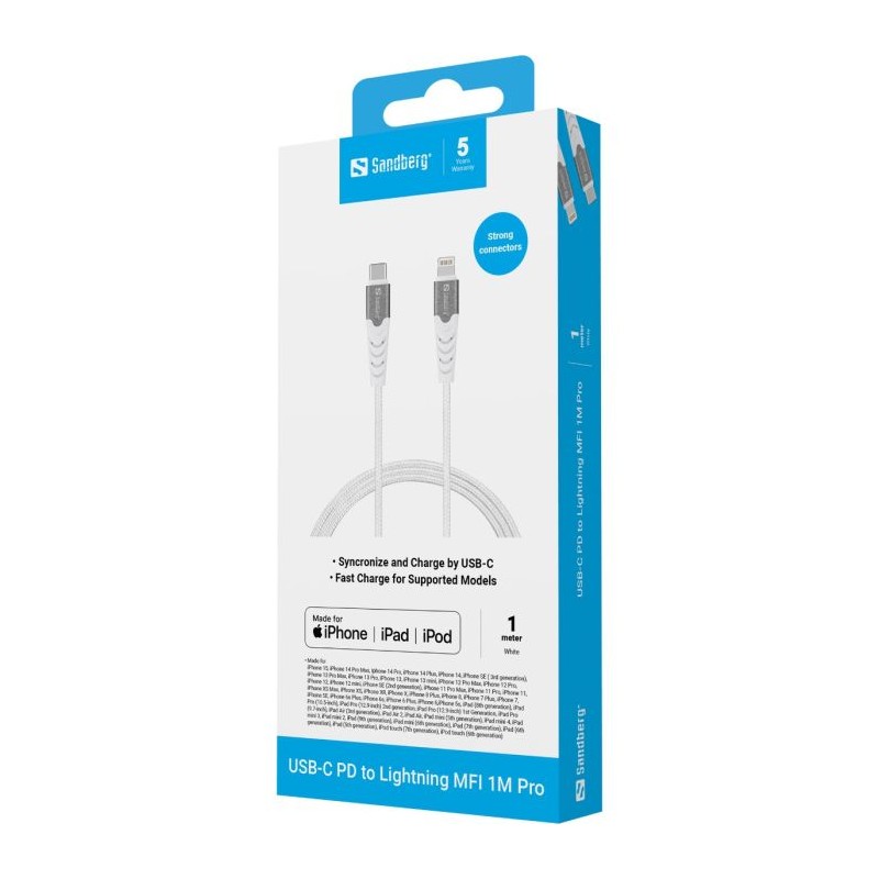 Kabel Sandberg USB-C PD na Lightning MFI, 1m