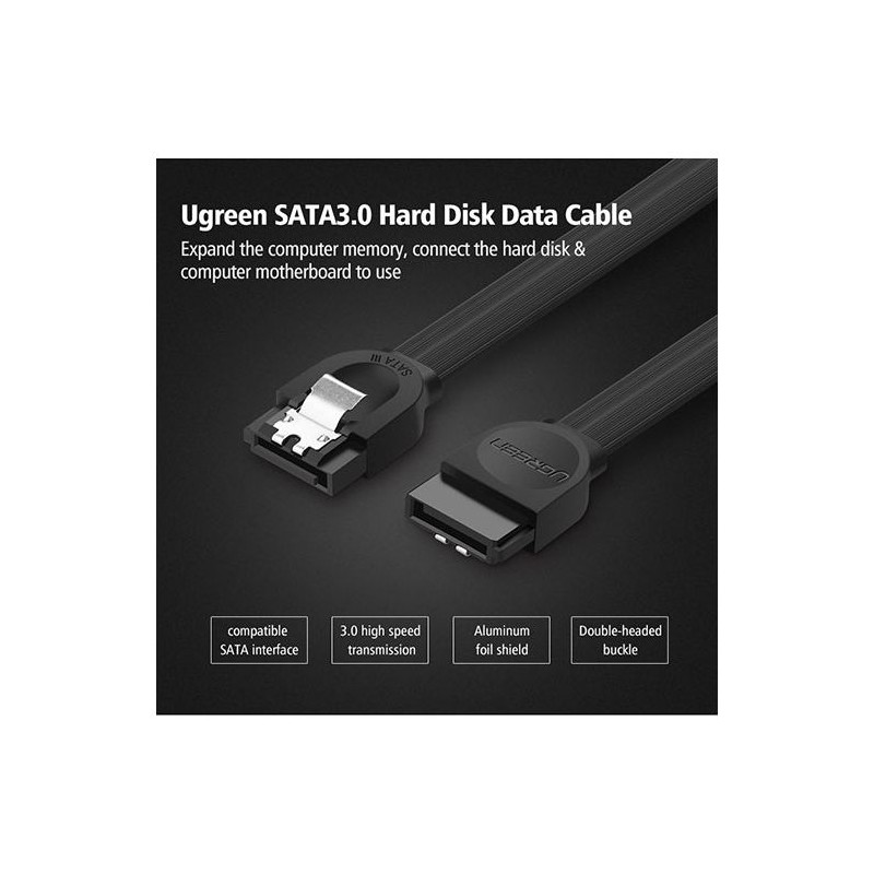 Kabel Ugreen SATA 3.0 z ravnim priključkom, 0.5m
