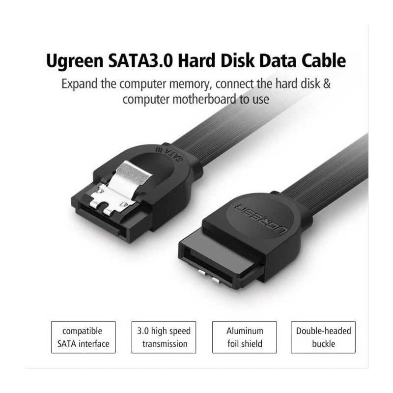 Kabel Ugreen SATA 3.0 s kotnim priključkom, 0.5m