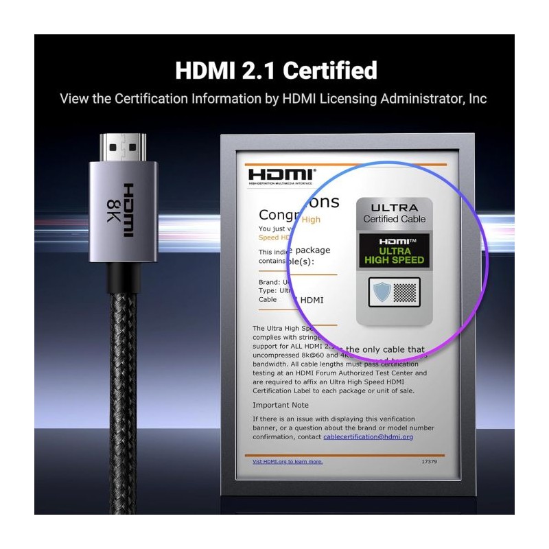 Kabel Ugreen HDMI 2.1, 1m
