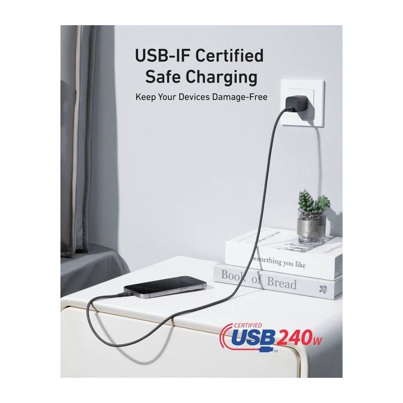 Kabel Anker A82E2H12, USB-C/C, 240W, 1,8m, črn