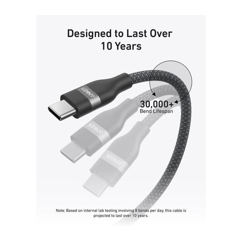 Kabel Anker A82E2H12, USB-C/C, 240W, 1,8m, črn