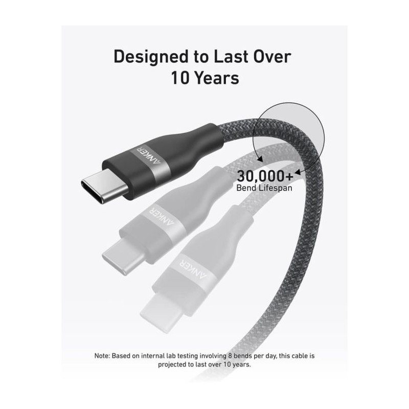 Kabel Anker A82E2H11 USB-C/C, 240W, 0,9m, črn