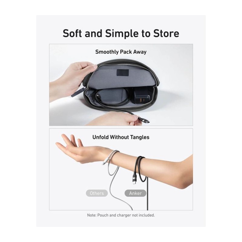 Kabel Anker A82E2H11 USB-C/C, 240W, 0,9m, črn