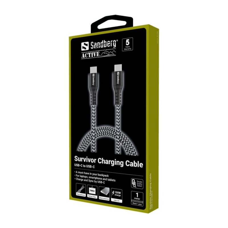 Kabel Sandberg Survivor USB-C, 100W, 1m