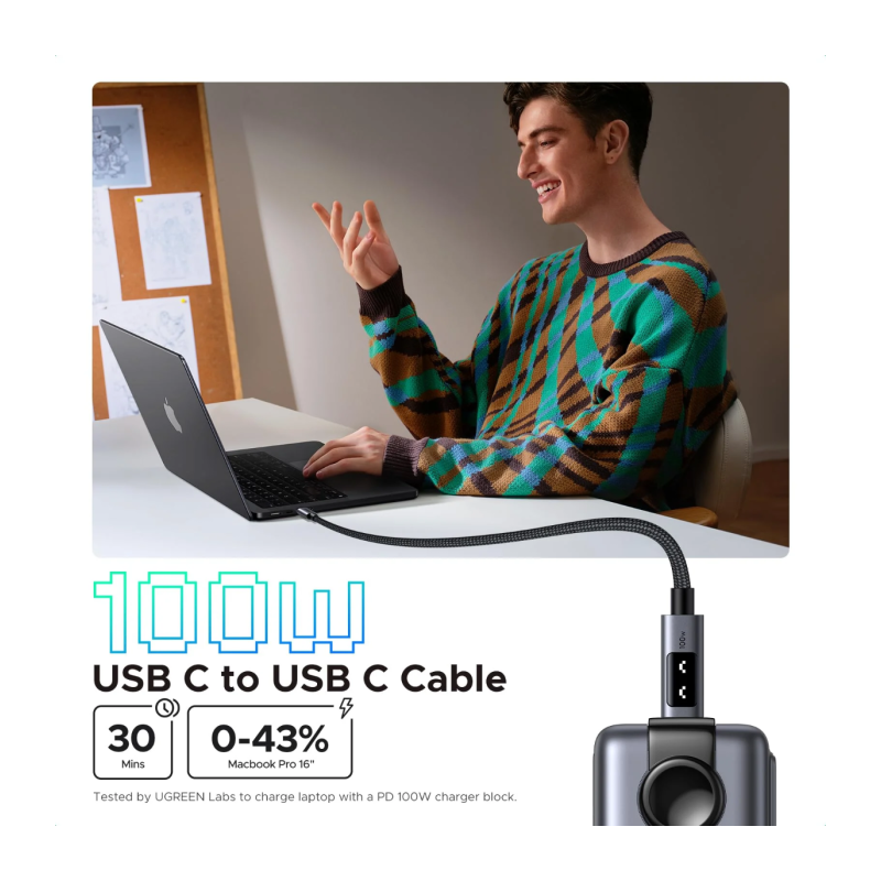Kabel Ugreen Uno USB-C/C, 100W, 2m