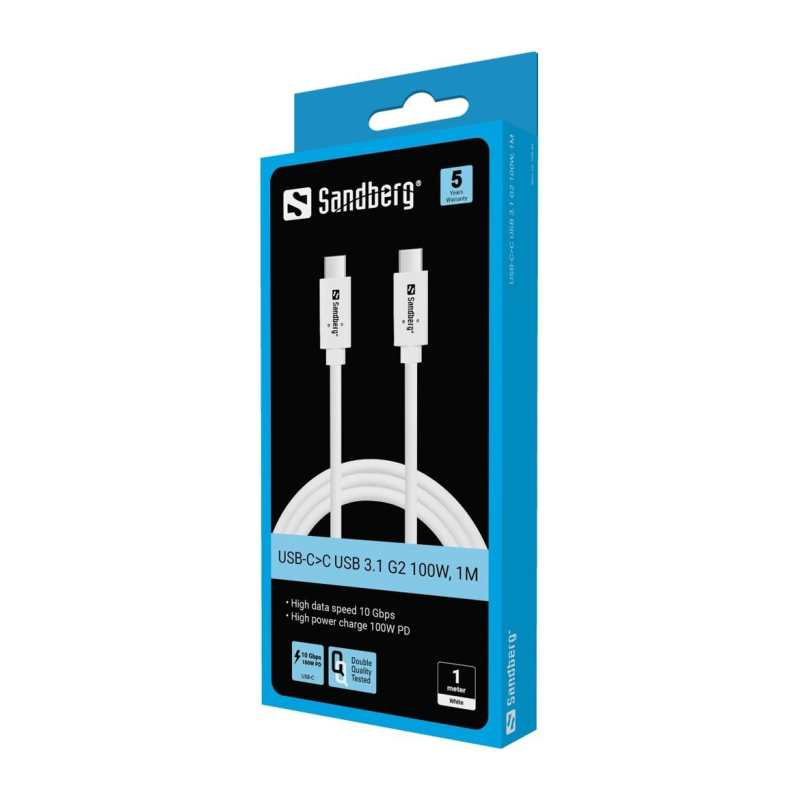 Polnilni kabel Sandberg USB-C > USB-C Gen2 PD 100W, 5m