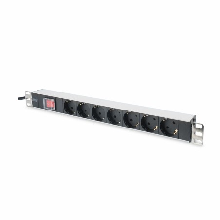 Razdelilec 48cm 7x220V ALU + stikalo Digitus črno/siv