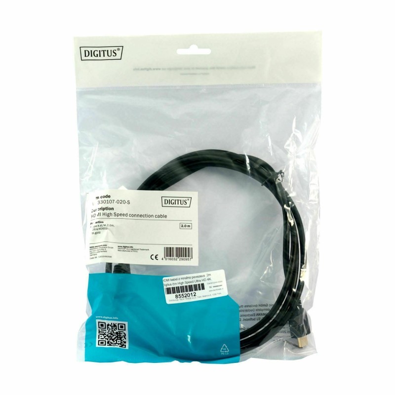 Kabel HDMI - HDMI 2m High Speed Ultra HD, Digitus (HDMI 2.0)