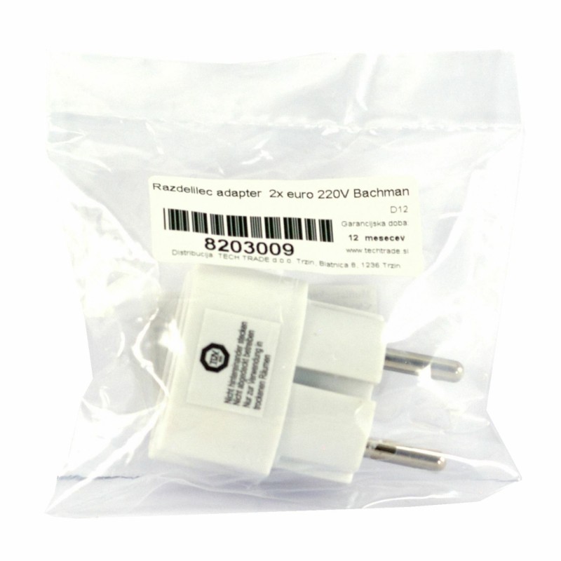 Razdelilec adapter 2x euro 220V Bachman