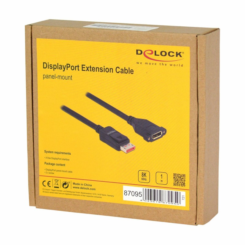 Podaljšek Delock vgradni DisplayPort 8K 60Hz, 1m