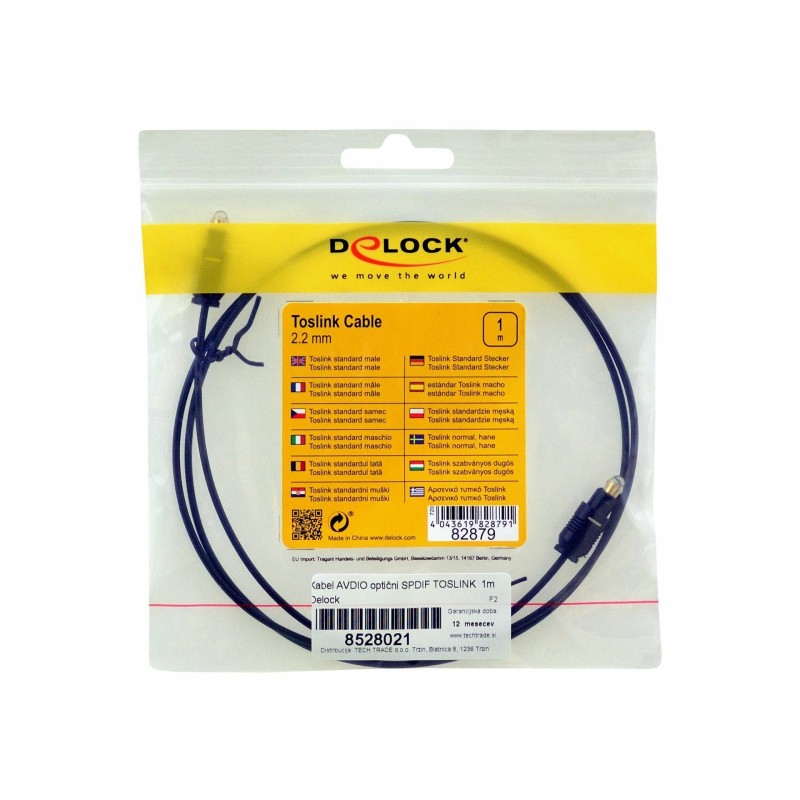 Kabel AVDIO optični SPDIF TOSLINK 1m Delock