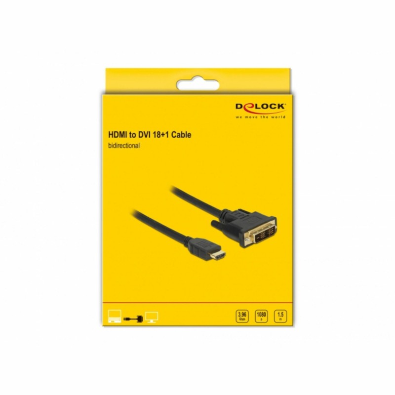 HDMI-DVI-D 18+1 kabel  1,5m Delock