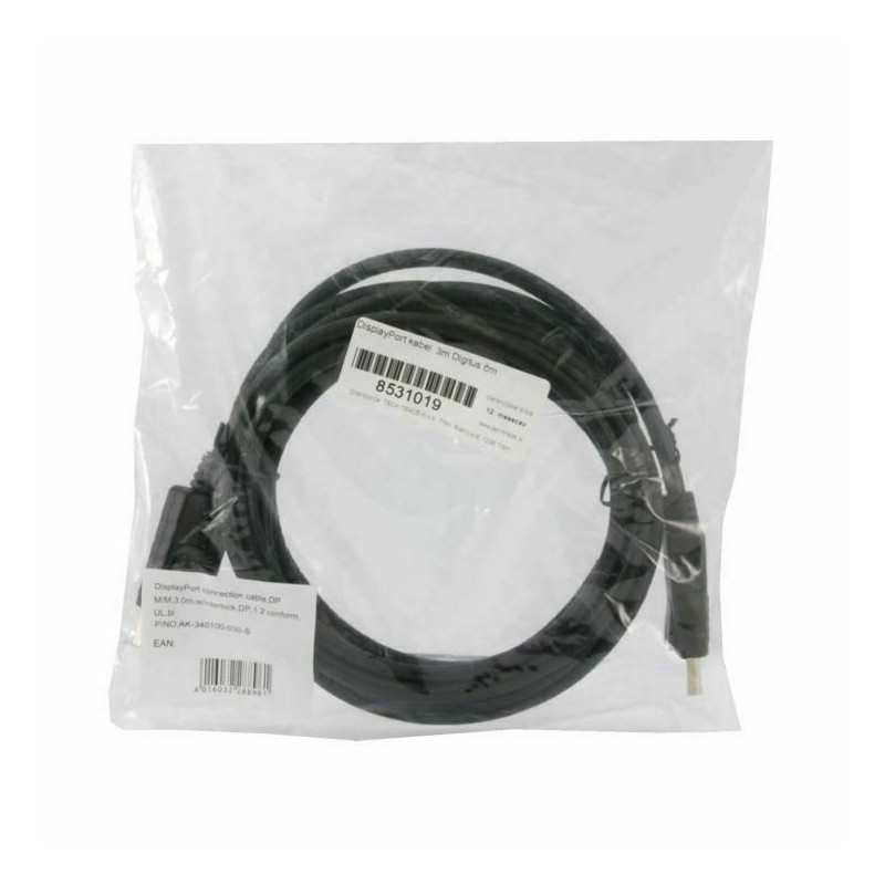 DisplayPort kabel 3m črn