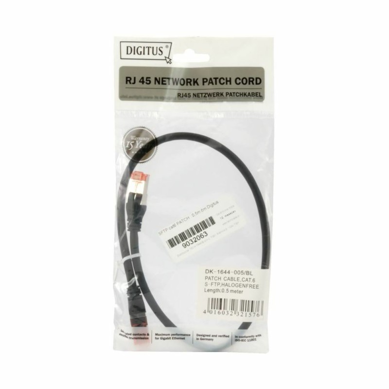 Priključni kabel za mrežo Cat6 S/FTP 0.5m črn