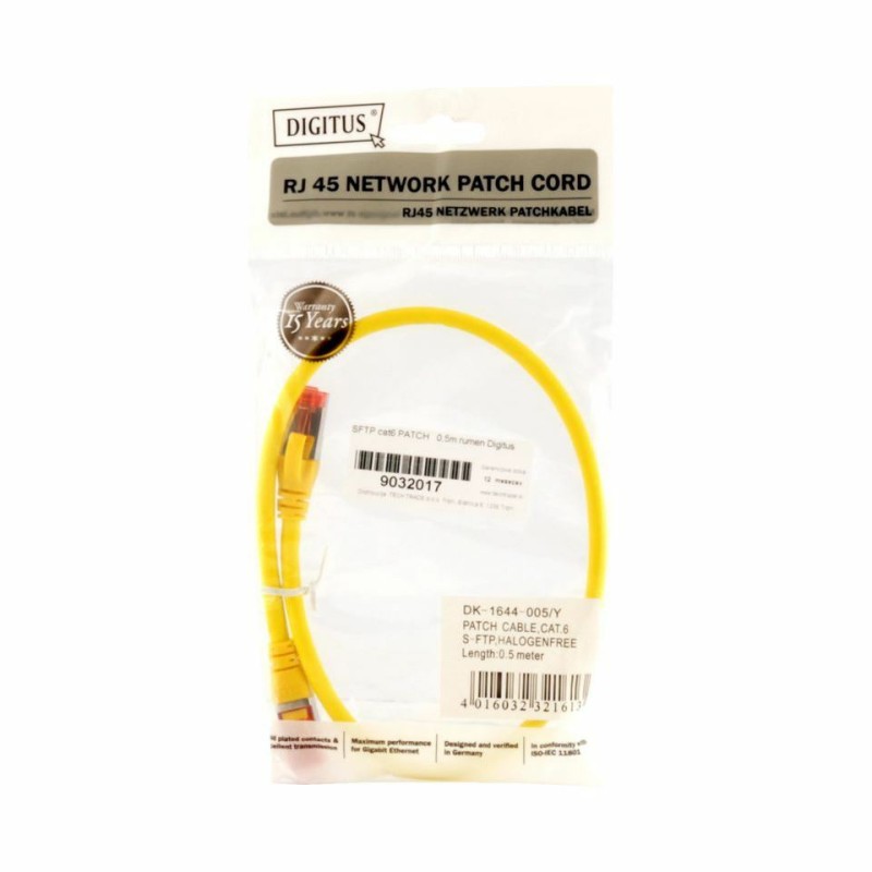 Priključni kabel za mrežo Cat6 S/FTP 0.5m Digitus rumen