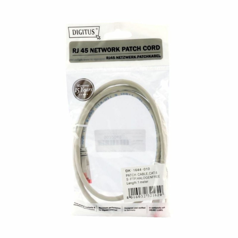 Priključni kabel za mrežo Cat6 S/FTP 1m Digitus siv