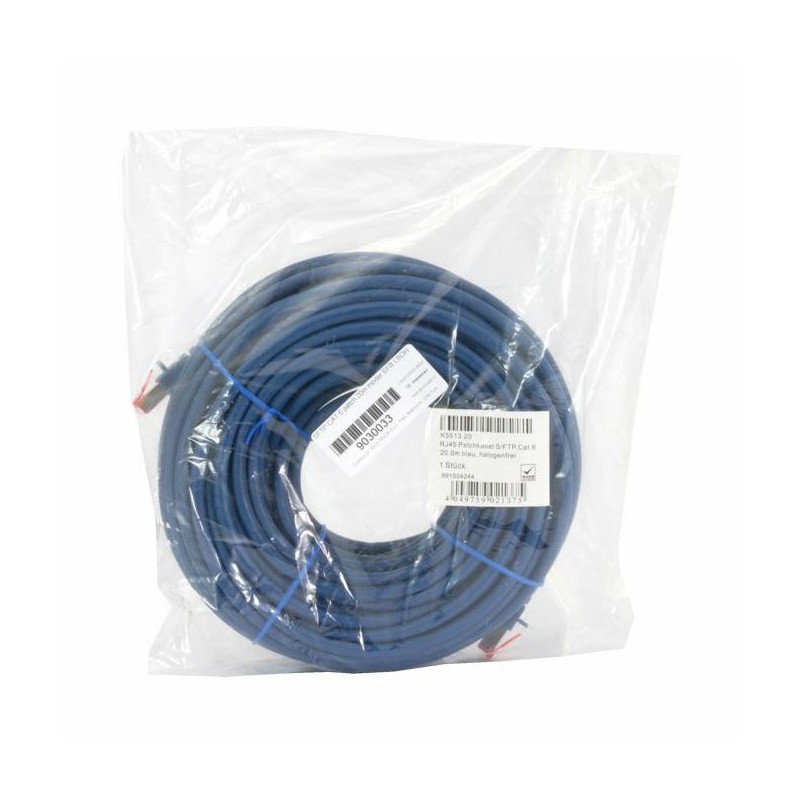 Priključni kabel za mrežo Cat6 S/FTP 20m moder