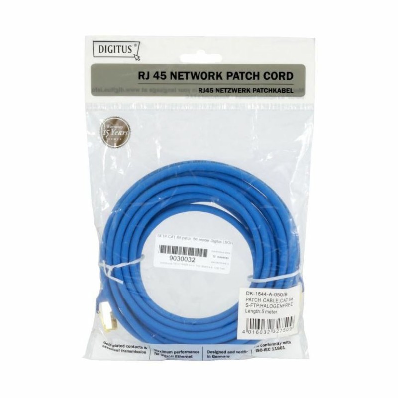 Priključni kabel za mrežo Cat6A sFTP 5m moder