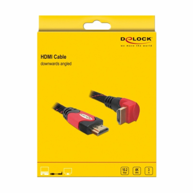 HDMI kabel z mrežno povezavo kotni 3m 4K rdeč Delock