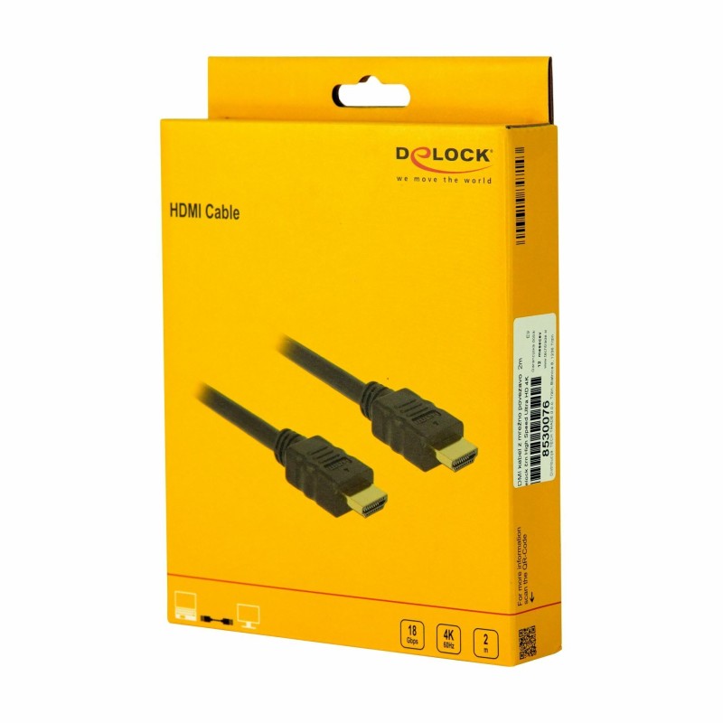 Kabel HDMI z mrežno povezavo  2m Delock High Speed Ultra HD 4K, črn