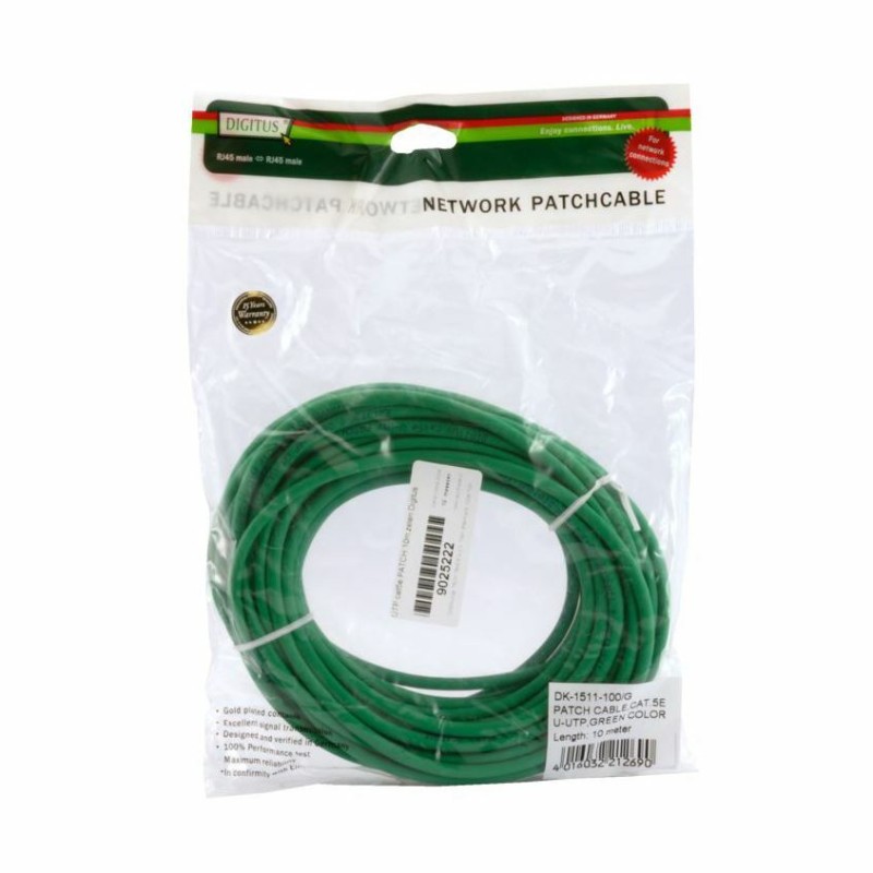 Kabel UTP CAT.5e patch 10m zelen Digitus
