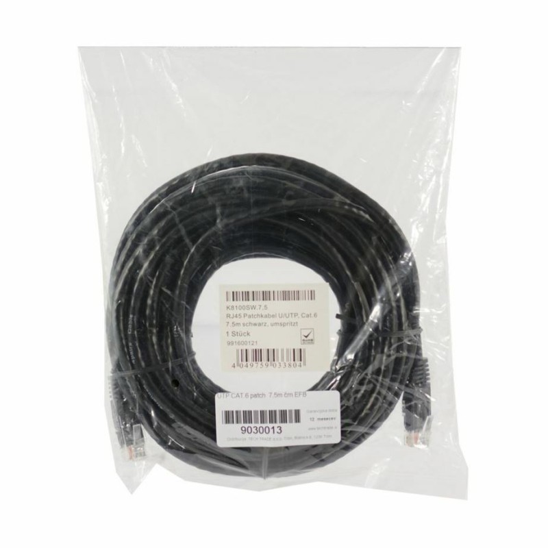 Kabel UTP CAT.6 patch 7,5m črn EFB