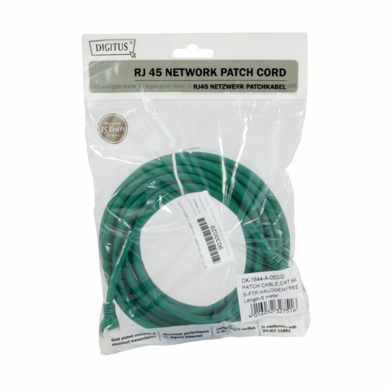 Kabel SFTP CAT.6A patch 5m zelen Digitus LSOH
