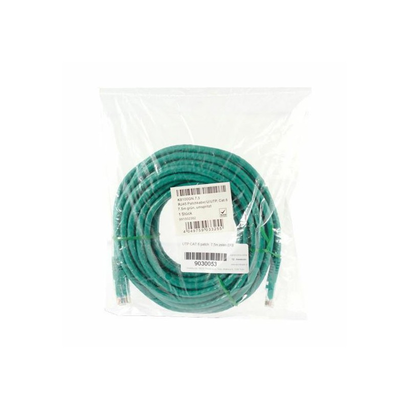 Kabel UTP CAT.6 patch 7,5m zelen EFB