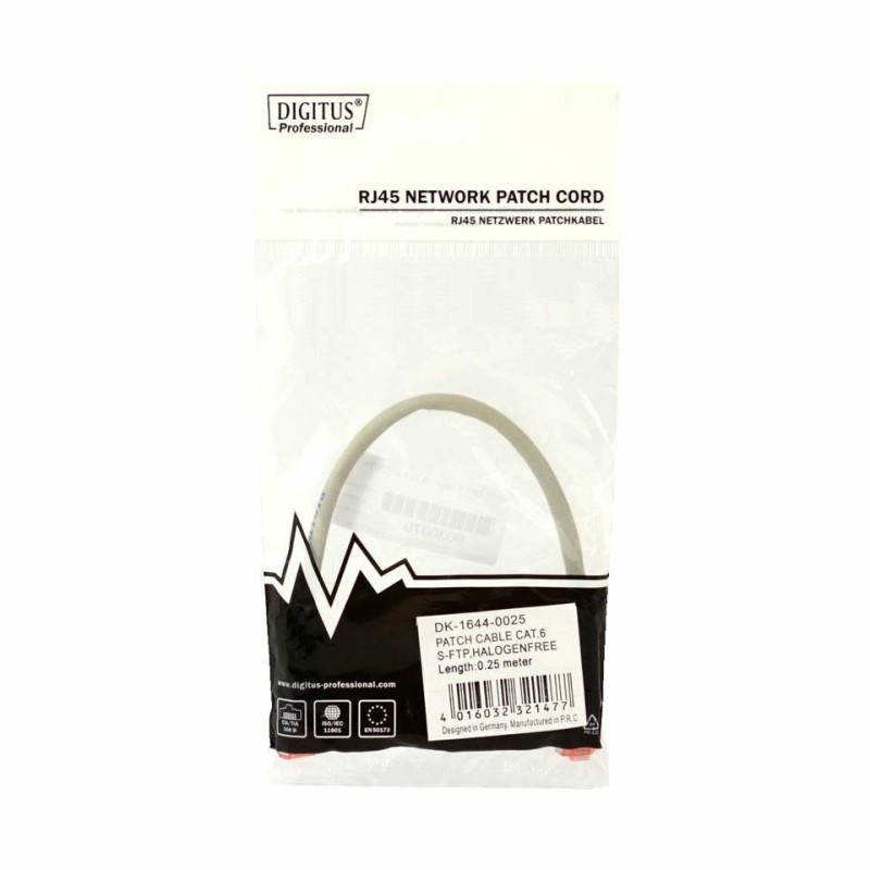 Kabel SFTP CAT.6 patch 0,25m siv Digitus